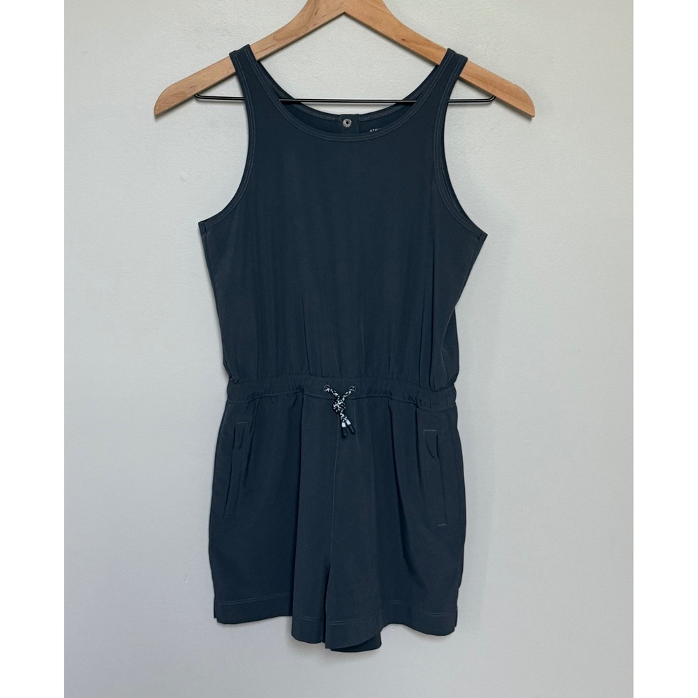 Athleta Girl Sleeveless Active Romper Drawstring Pockets Snap Back Kids Size 12